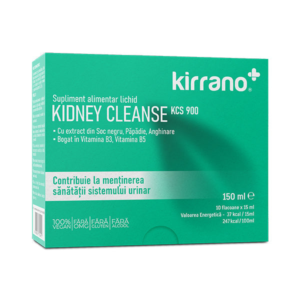 KIDNEY CLEANSE KCS900Cu extract din: Soc negru, Păpădie, Anghinare. Bogat în : Vitamina B3, Vitamina B5.